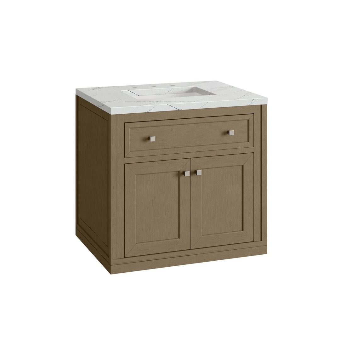 Chicago 30" Single Vanity, Walnut Whisper, w/ 3 CM Ethereal Noctis Silestone® Top