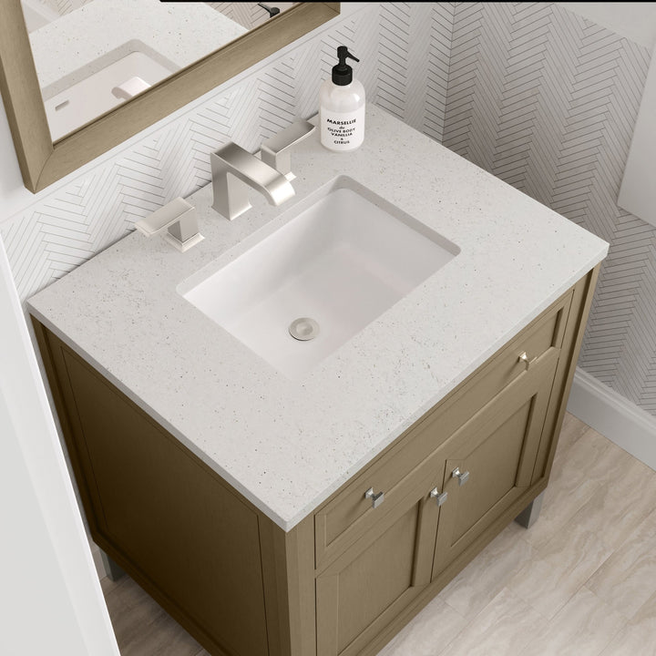Chicago 30" Single Vanity, Walnut Whisper, w/ 3 CM Lime Delight Silestone® Top