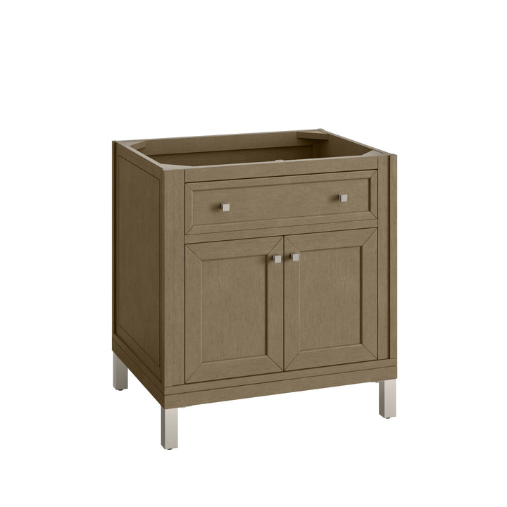 Chicago 30" Single Vanity, Walnut Whisper, w/ 3 CM Victorian Silver Silestone® Top