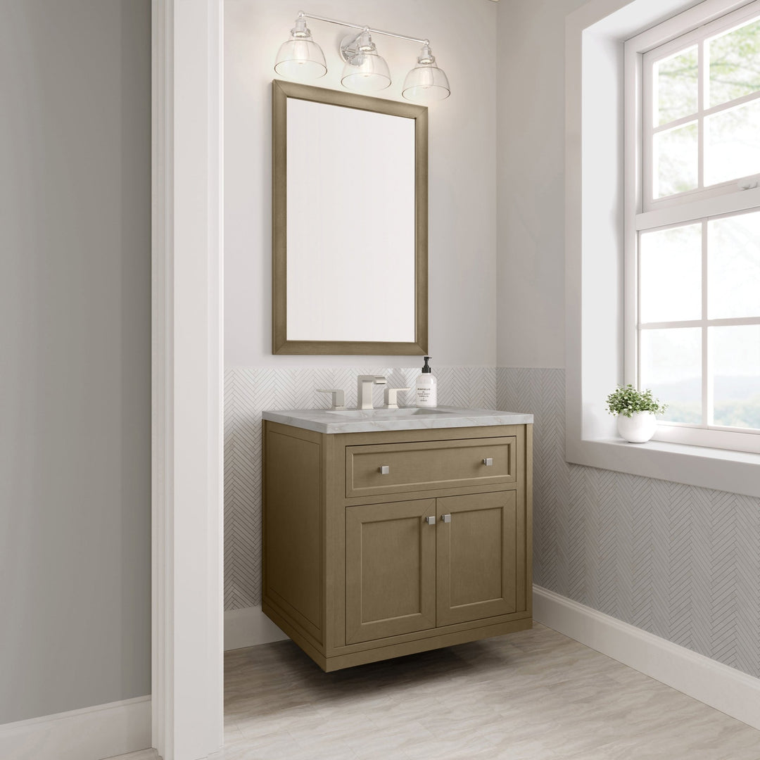 Chicago 30" Single Vanity, Walnut Whisper, w/ 3 CM Victorian Silver Silestone® Top