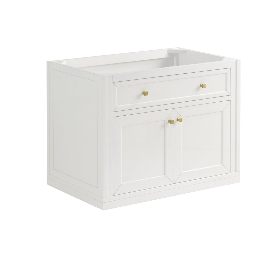 Chicago 36" Single Vanity, Glossy White, w/ 3 CM Arctic Fall Solid Surface Top