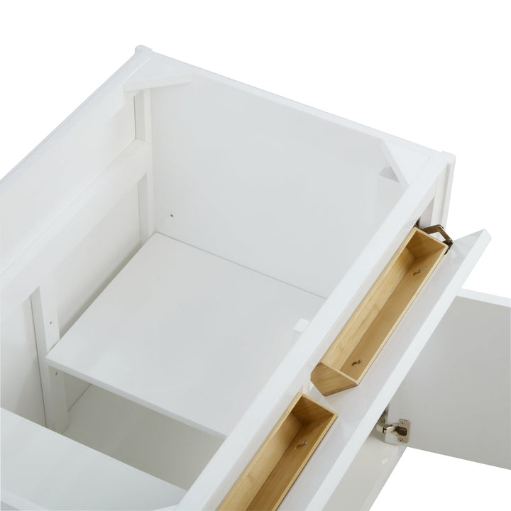 Chicago 36" Single Vanity, Glossy White, w/ 3 CM Arctic Fall Solid Surface Top