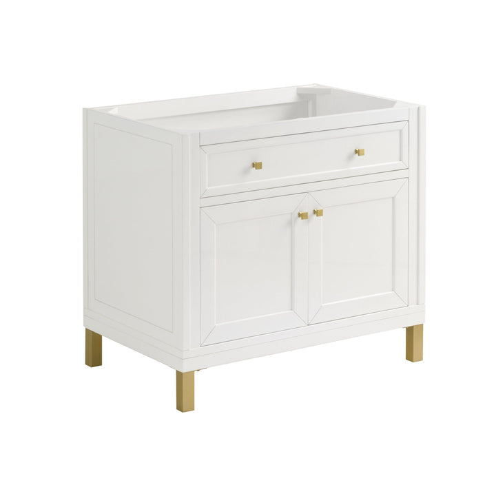 Chicago 36" Single Vanity, Glossy White, w/ 3 CM Arctic Fall Solid Surface Top