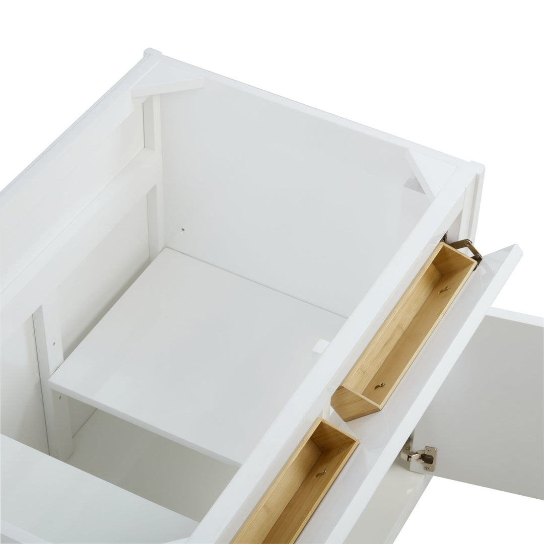 Chicago 36" Single Vanity, Glossy White, w/ 3 CM Victorian Silver Silestone® Top