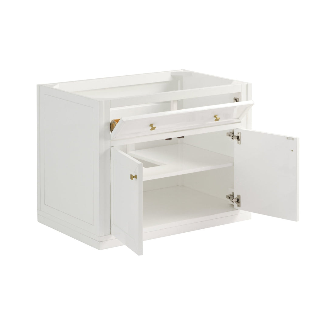 Chicago 36" Single Vanity, Glossy White, w/ 3 CM Victorian Silver Silestone® Top