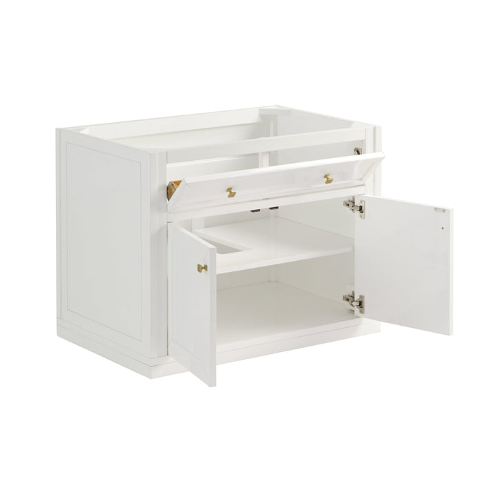 Chicago 36" Single Vanity, Glossy White, w/ 3 CM Victorian Silver Silestone® Top