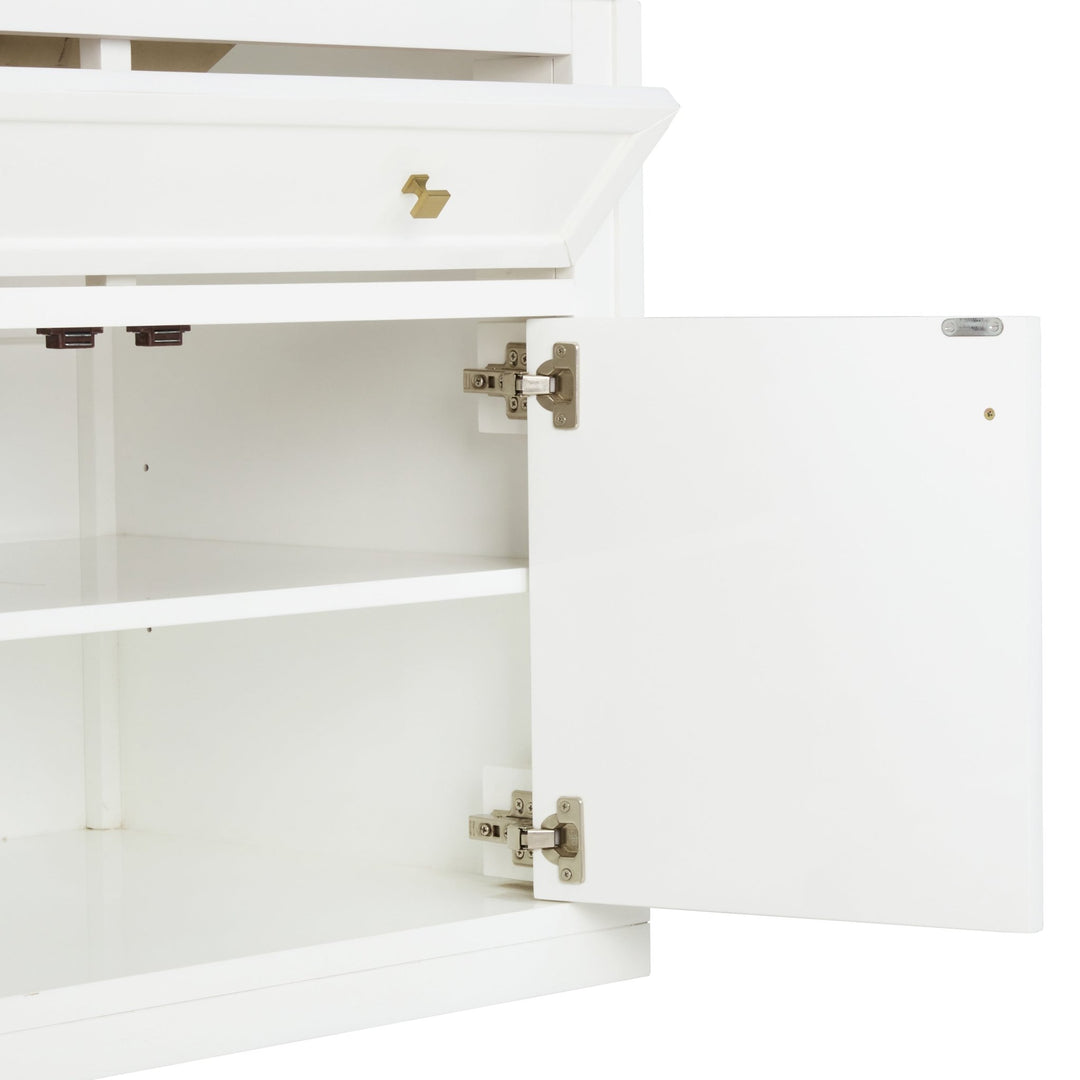 Chicago 36" Single Vanity, Glossy White, w/ 3 CM Victorian Silver Silestone® Top