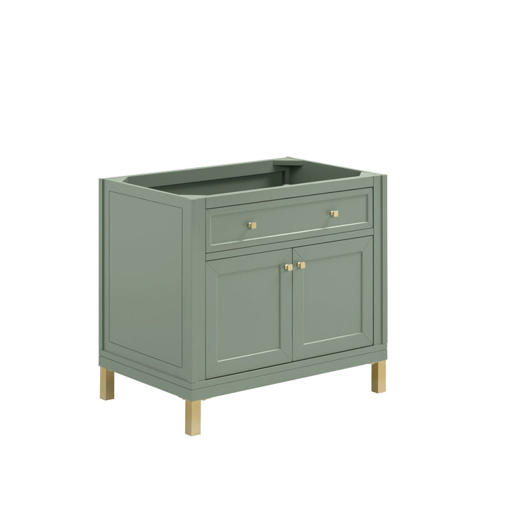 Chicago 36" Single Vanity, Smokey Celadon, w/ 3 CM Arctic Fall Solid Surface Top