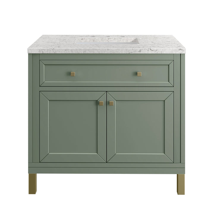 Chicago 36" Single Vanity, Smokey Celadon, w/ 3 CM Eternal Jasmine Pearl Silestone® Top