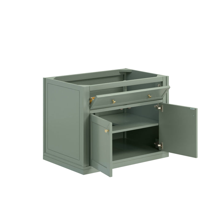 Chicago 36" Single Vanity, Smokey Celadon, w/ 3 CM Victorian Silver Silestone® Top