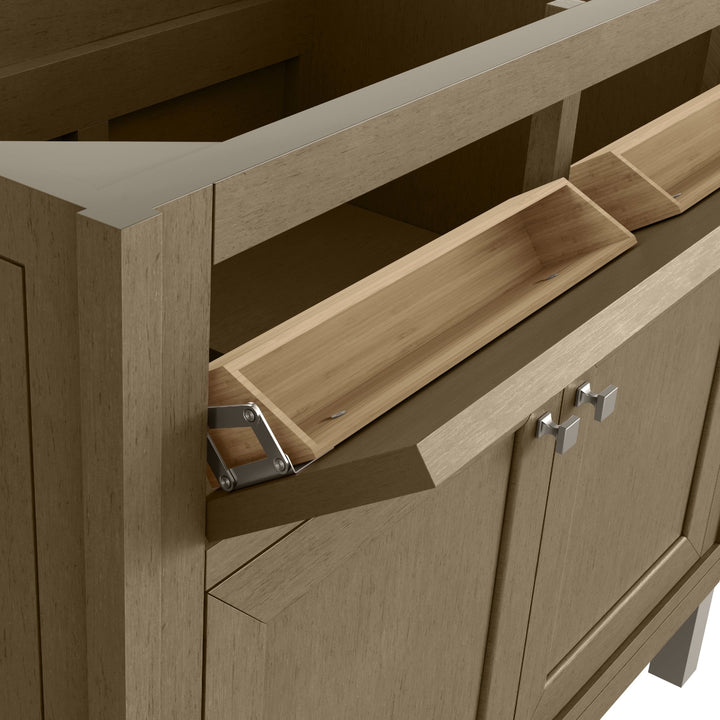 Chicago 36" Single Vanity, Walnut Whisper, w/ 3 CM Arctic Fall Solid Surface Top