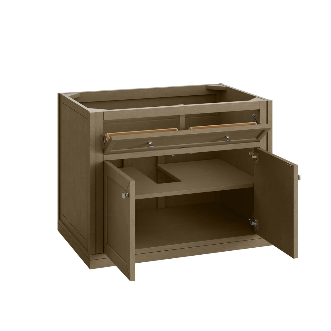 Chicago 36" Single Vanity, Walnut Whisper, w/ 3 CM Arctic Fall Solid Surface Top