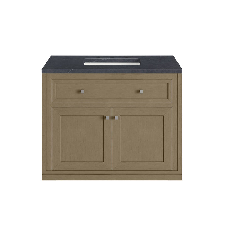 Chicago 36" Single Vanity, Walnut Whisper, w/ 3 CM Charcoal Soapstone Silestone® Top