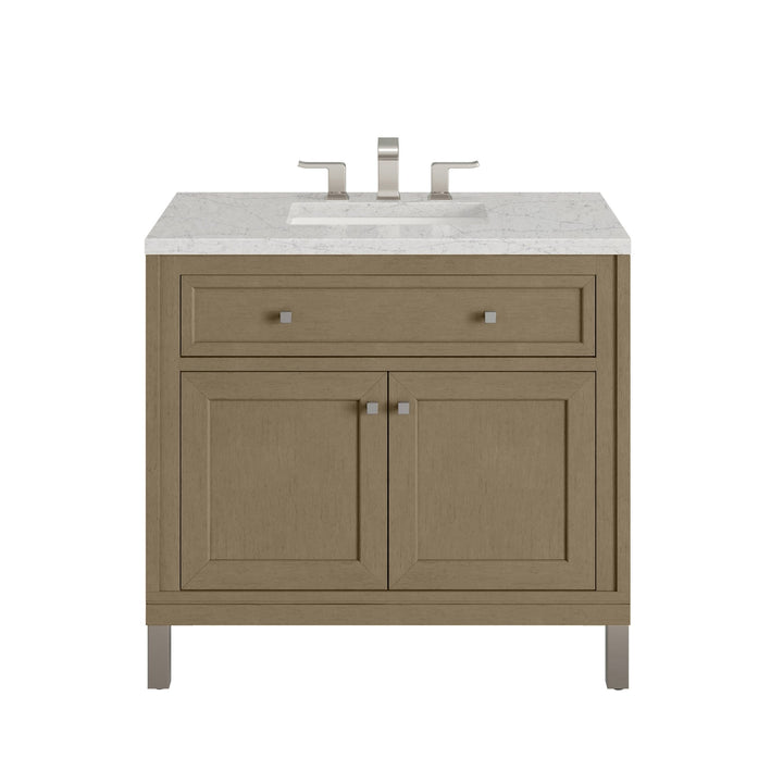 Chicago 36" Single Vanity, Walnut Whisper, w/ 3 CM Eternal Jasmine Pearl Silestone® Top