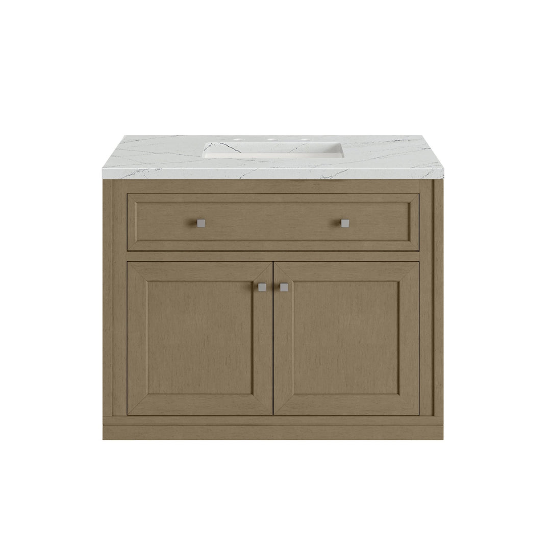 Chicago 36" Single Vanity, Walnut Whisper, w/ 3 CM Ethereal Noctis Silestone® Top