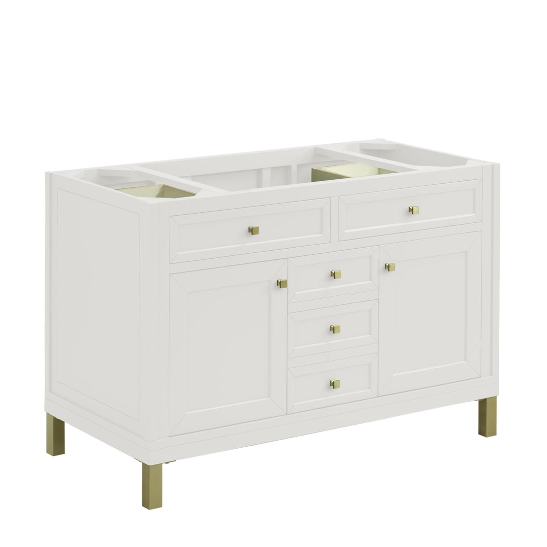 Chicago 48" Single Vanity, Glossy White, w/ 3 CM Arctic Fall Solid Surface Top