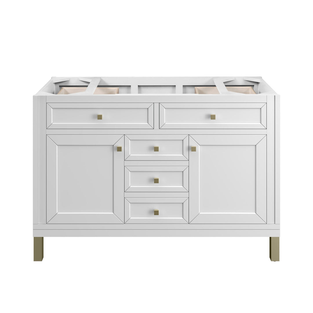 Chicago 48" Single Vanity, Glossy White, w/ 3 CM Carrara Marble Top