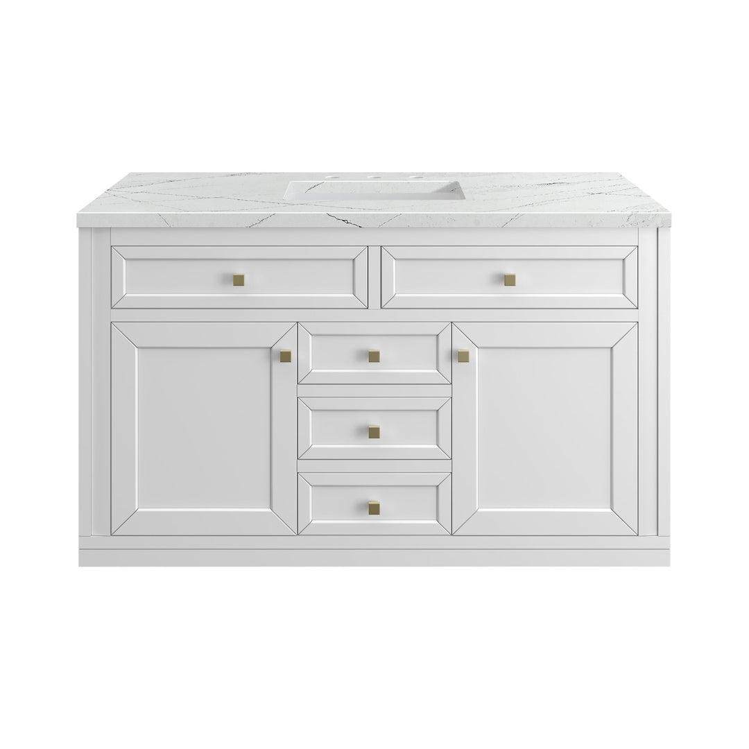 Chicago 48" Single Vanity, Glossy White, w/ 3 CM Ethereal Noctis Silestone® Top w/FreePower Wireless Charger