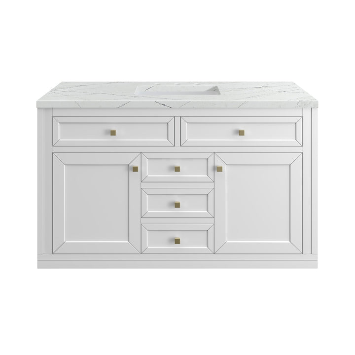 Chicago 48" Single Vanity, Glossy White, w/ 3 CM Ethereal Noctis Silestone® Top w/FreePower Wireless Charger