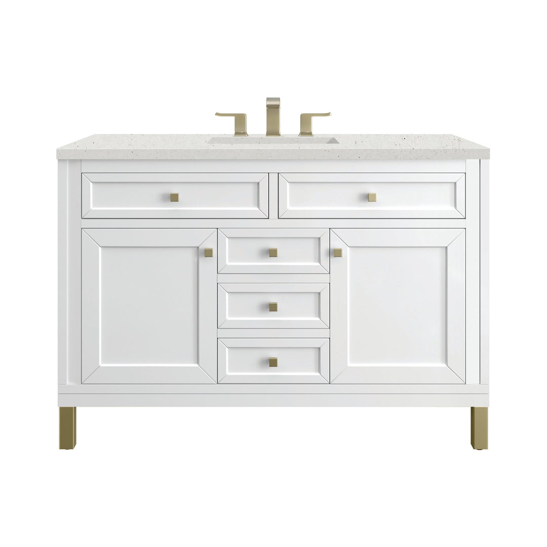 Chicago 48" Single Vanity, Glossy White, w/ 3 CM Lime Delight Silestone® Top
