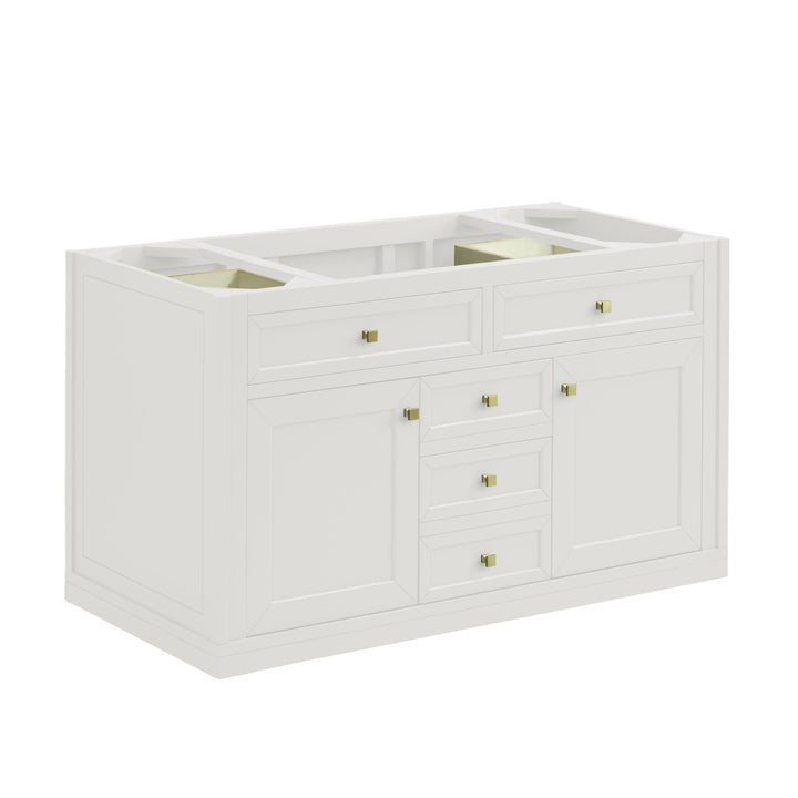 Chicago 48" Single Vanity, Glossy White, w/ 3 CM Victorian Silver Silestone® Top w/FreePower Wireless Charger