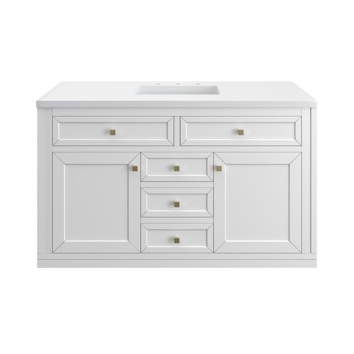 Chicago 48" Single Vanity, Glossy White, w/ 3 CM White Zeus Silestone® Top