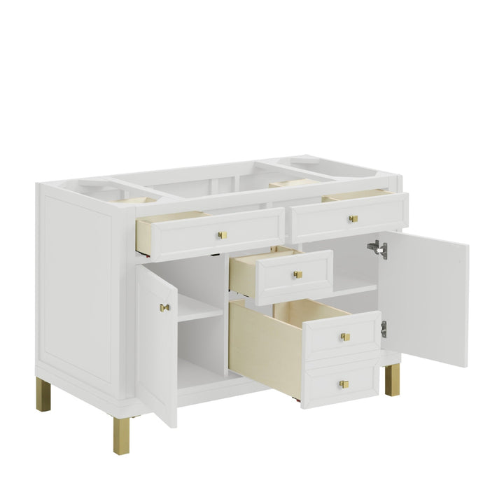Chicago 48" Single Vanity, Glossy White, w/ 3 CM White Zeus Silestone® Top