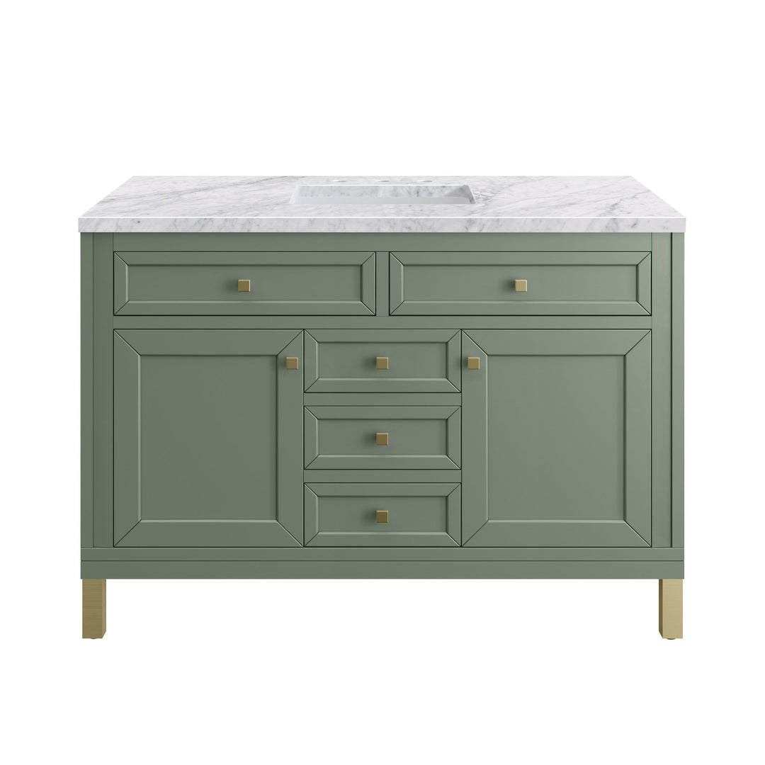 Chicago 48" Single Vanity, Smokey Celadon, w/ 3 CM Carrara Marble Top