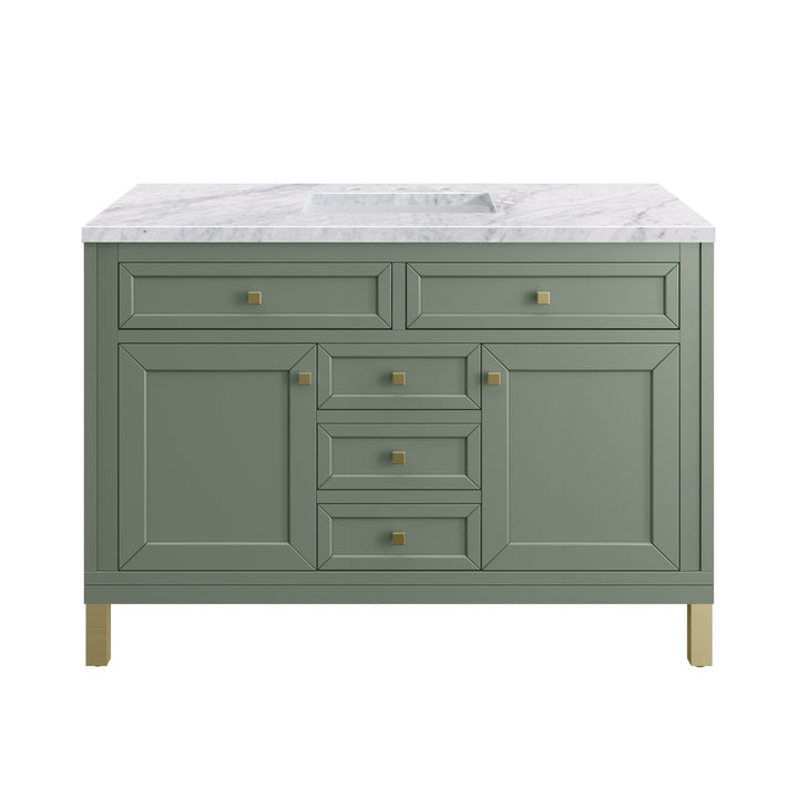 Chicago 48" Single Vanity, Smokey Celadon, w/ 3 CM Carrara Marble Top