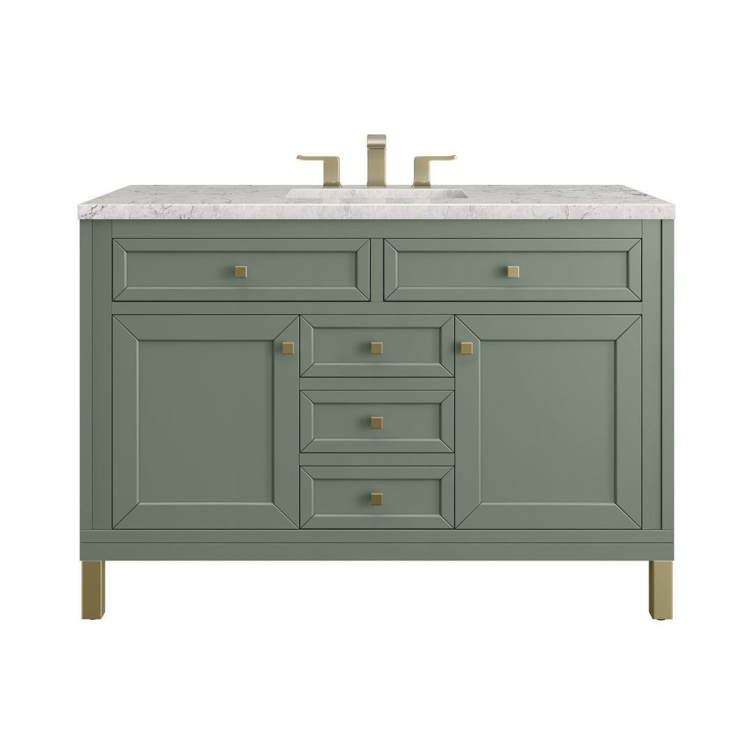 Chicago 48" Single Vanity, Smokey Celadon, w/ 3 CM Eternal Jasmine Pearl Silestone® Top