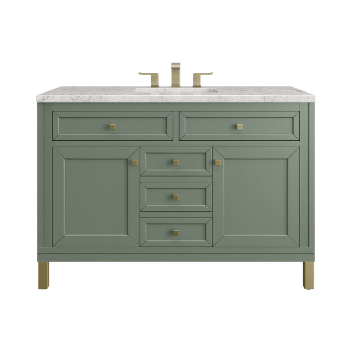 Chicago 48" Single Vanity, Smokey Celadon, w/ 3 CM Eternal Jasmine Pearl Silestone® Top