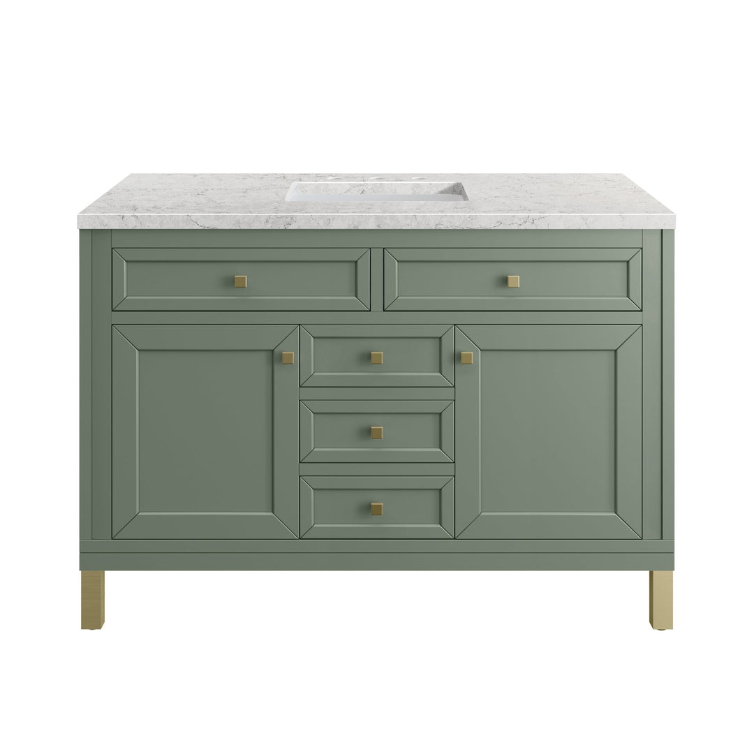 Chicago 48" Single Vanity, Smokey Celadon, w/ 3 CM Eternal Jasmine Pearl Silestone® Top