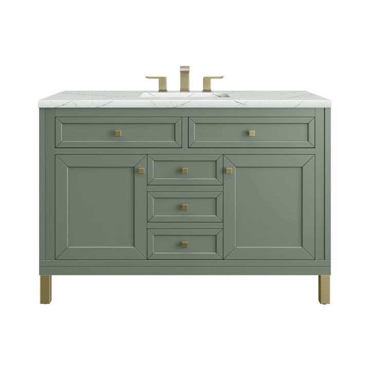 Chicago 48" Single Vanity, Smokey Celadon, w/ 3 CM Ethereal Noctis Silestone® Top w/FreePower Wireless Charger