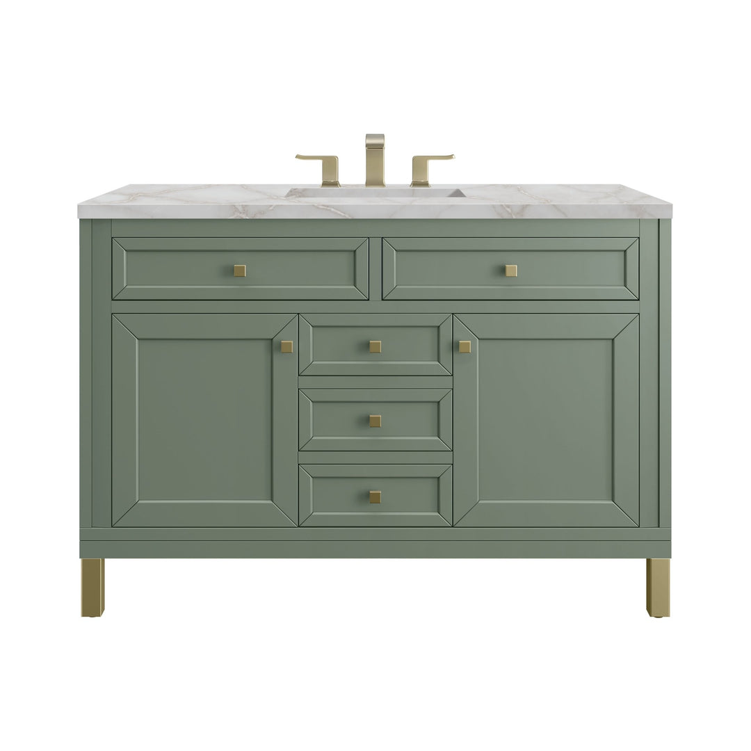 Chicago 48" Single Vanity, Smokey Celadon, w/ 3 CM Victorian Silver Silestone® Top