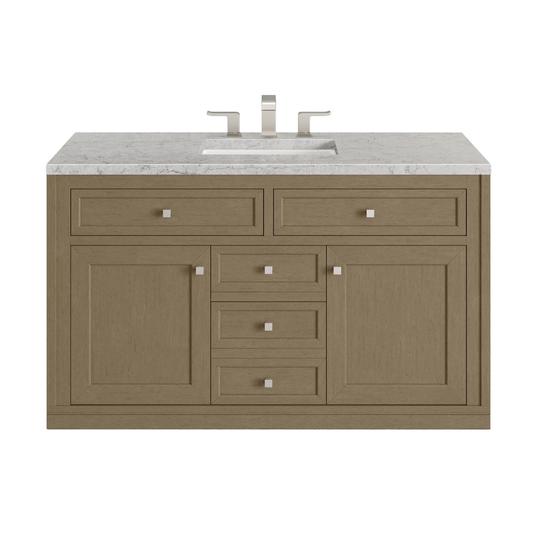 Chicago 48" Single Vanity, Walnut Whisper, w/ 3 CM Eternal Jasmine Pearl Silestone® Top