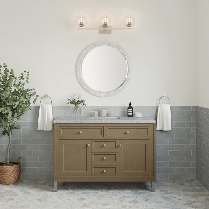 Chicago 48" Single Vanity, Walnut Whisper, w/ 3 CM Eternal Jasmine Pearl Silestone® Top