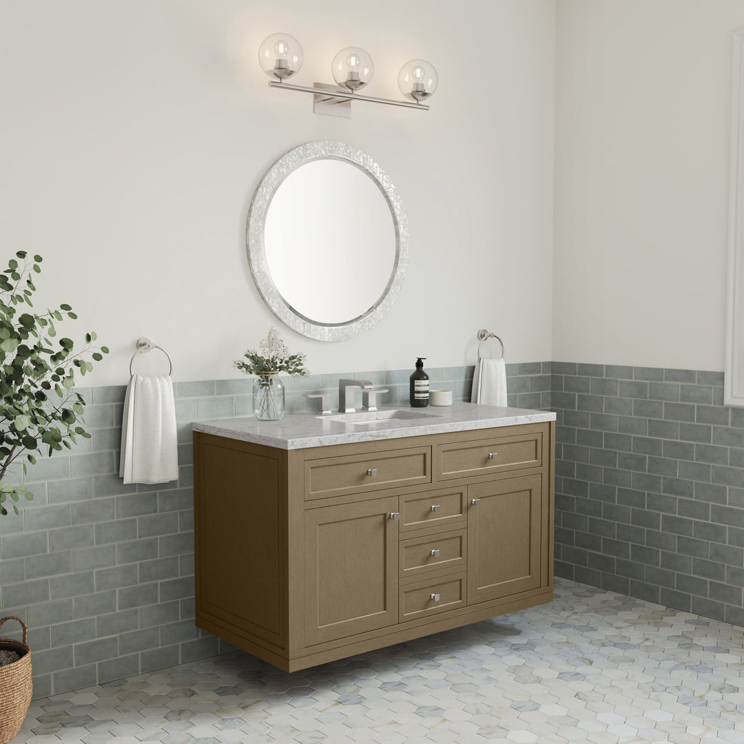 Chicago 48" Single Vanity, Walnut Whisper, w/ 3 CM Eternal Jasmine Pearl Silestone® Top