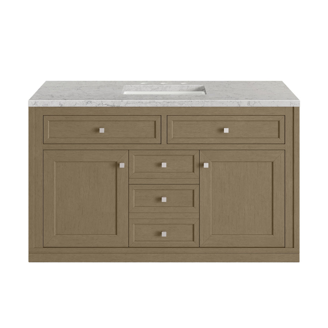 Chicago 48" Single Vanity, Walnut Whisper, w/ 3 CM Eternal Jasmine Pearl Silestone® Top w/FreePower Wireless Charger