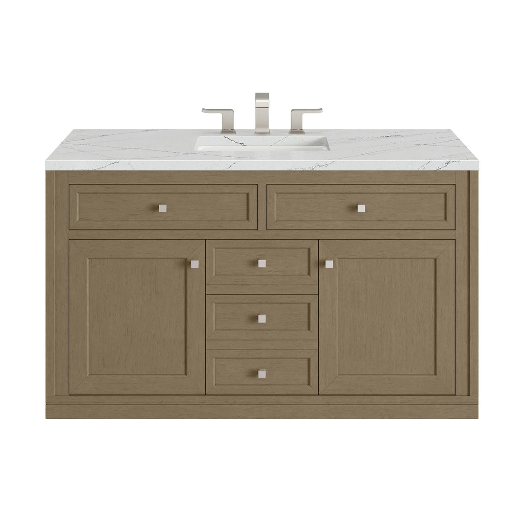 Chicago 48" Single Vanity, Walnut Whisper, w/ 3 CM Ethereal Noctis Silestone® Top w/FreePower Wireless Charger