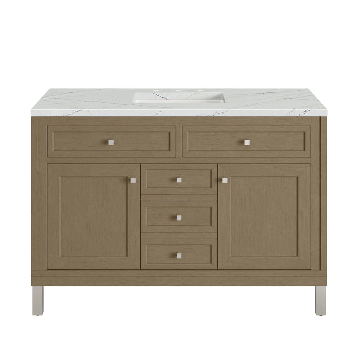 Chicago 48" Single Vanity, Walnut Whisper, w/ 3 CM Ethereal Noctis Silestone® Top w/FreePower Wireless Charger