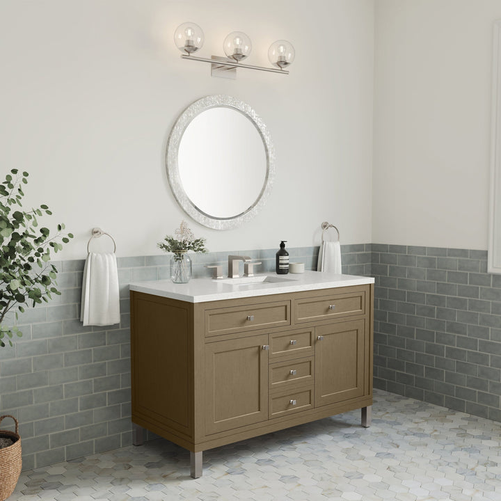 Chicago 48" Single Vanity, Walnut Whisper, w/ 3 CM Lime Delight Silestone® Top