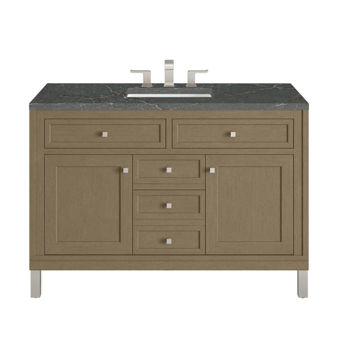 Chicago 48" Single Vanity, Walnut Whisper, w/ 3 CM Parisien Bleu Silestone® Top