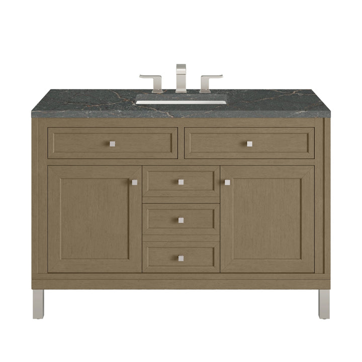 Chicago 48" Single Vanity, Walnut Whisper, w/ 3 CM Parisien Bleu Silestone® Top
