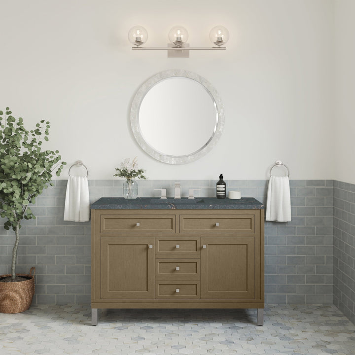 Chicago 48" Single Vanity, Walnut Whisper, w/ 3 CM Parisien Bleu Silestone® Top