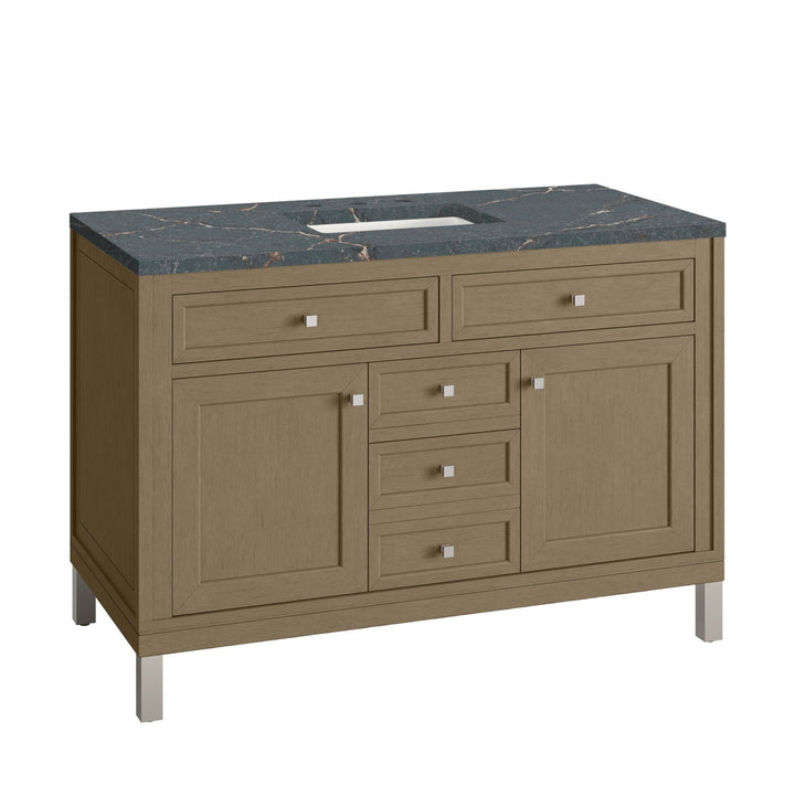 Chicago 48" Single Vanity, Walnut Whisper, w/ 3 CM Parisien Bleu Silestone® Top
