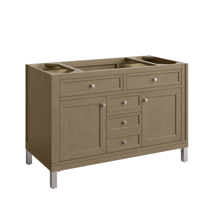 Chicago 48" Single Vanity, Walnut Whisper, w/ Single Hole 3CM White Zeus Silestone® Top & Backsplash