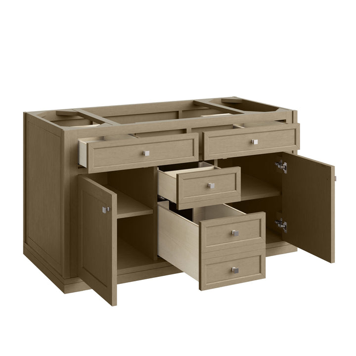 Chicago 48" Single Vanity, Walnut Whisper, w/ Single Hole 3CM White Zeus Silestone® Top & Backsplash