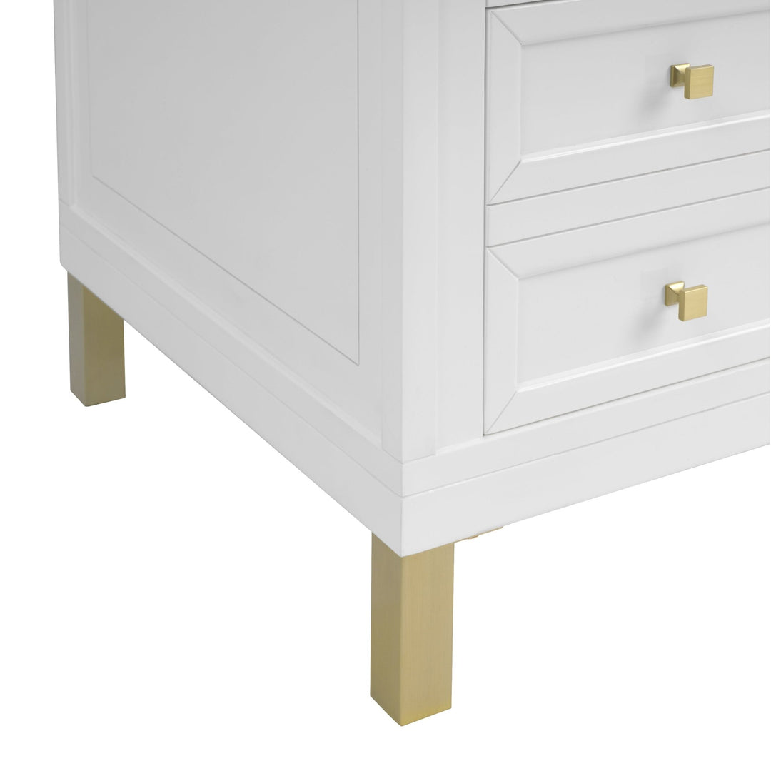 Chicago 60" Double Vanity, Glossy White, w/ 3 CM Arctic Fall Solid Surface Top