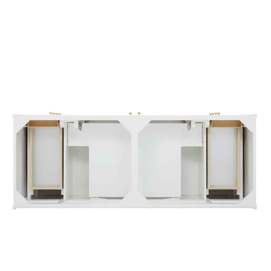 Chicago 60" Double Vanity, Glossy White, w/ 3 CM Parisien Bleu Silestone® Top