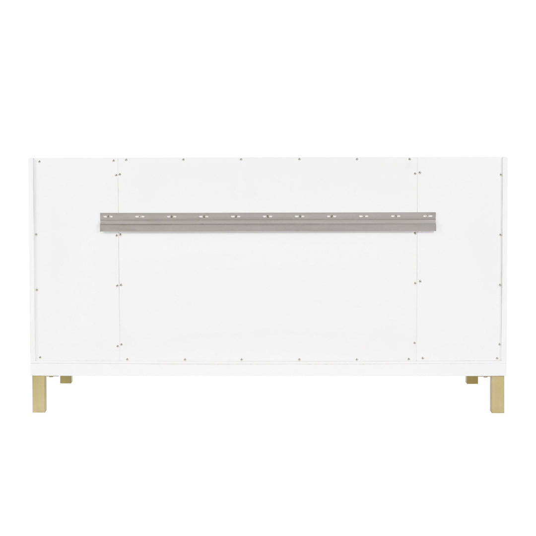 Chicago 60" Double Vanity, Glossy White, w/ 3 CM Parisien Bleu Silestone® Top w/FreePower Wireless Charger